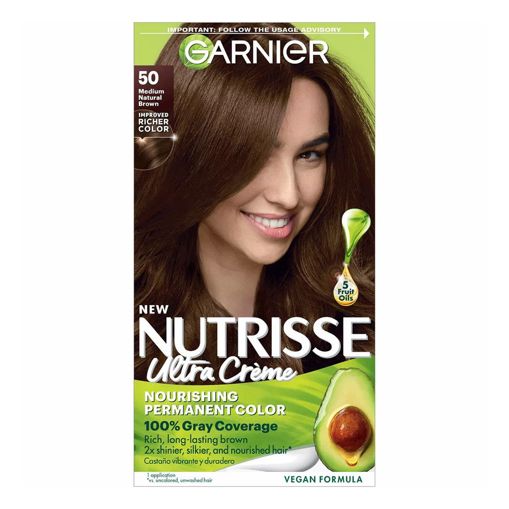 Garnier Nutrisse Permanent Creme Haircolor #50 Medium Natural Brown, 1 Ea